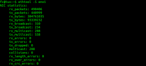 ethtool per vedere statistiche di rete